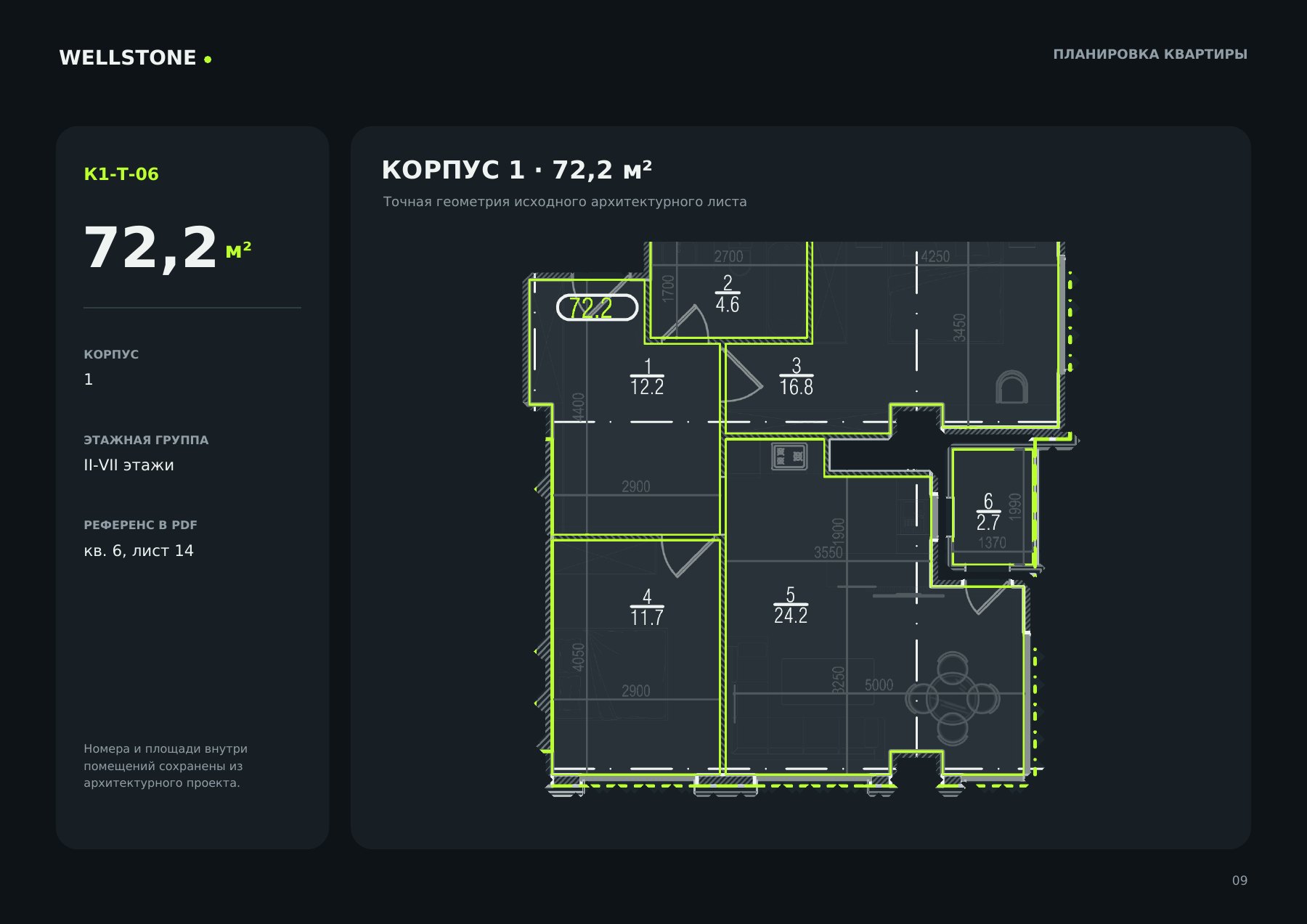 3-комнатные квартиры — от 63,9 до 72,2 м²